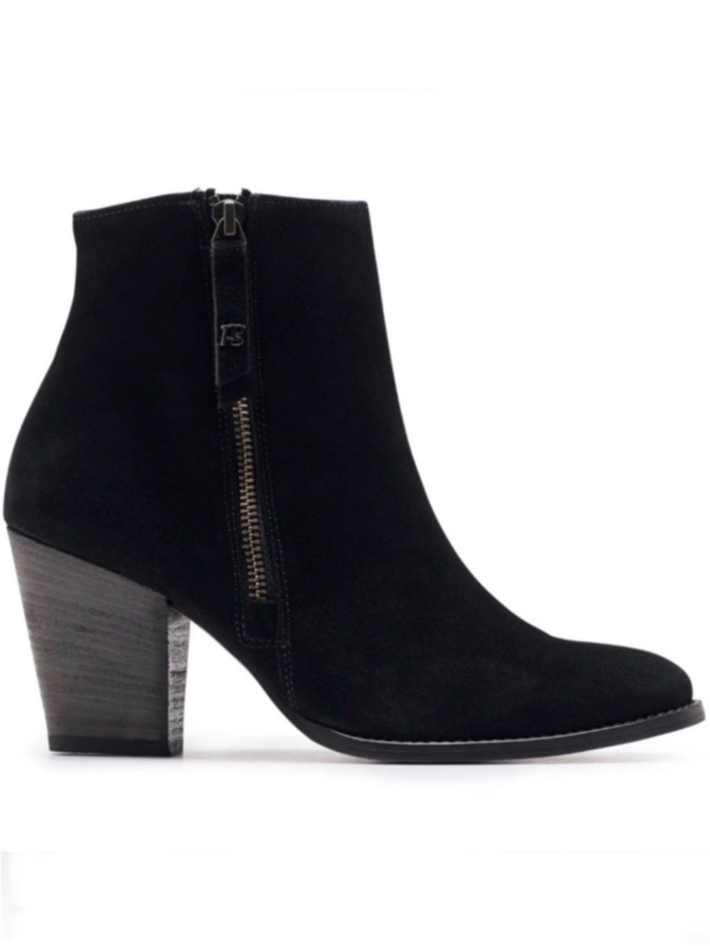 PAUL GREEN $550 Reya Suede Ankle Boot Side Zip Chunky Stacked Heel Size 8.5 NEW